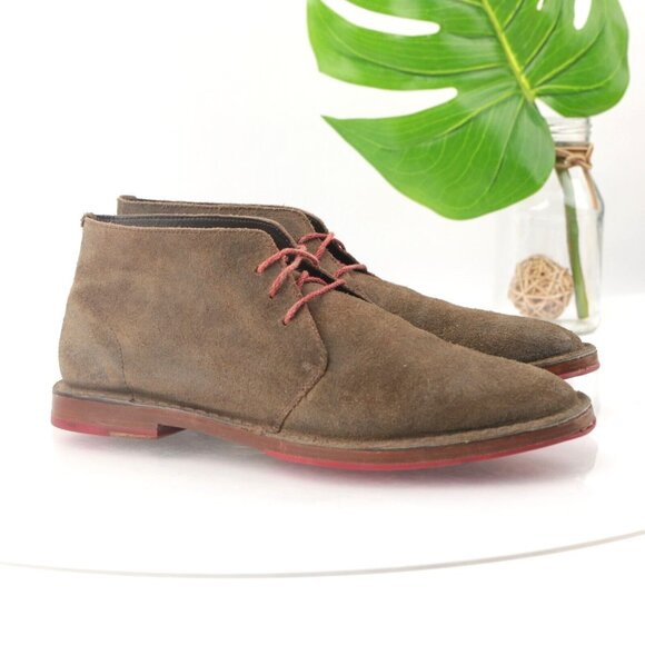 Cole Haan Other - Cole Haan Mens Paul Chukka Boot Size 9 Brown Distressed Leather Plain Toe LaceUp